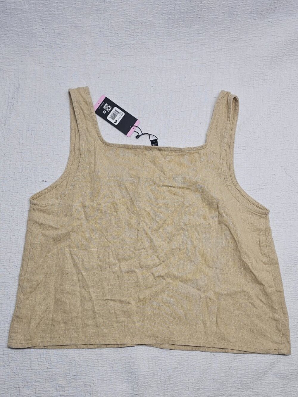 Express Women's Sleeveless  Lightweight Soft Linen Tank Top Cream - Picture 4 of 7